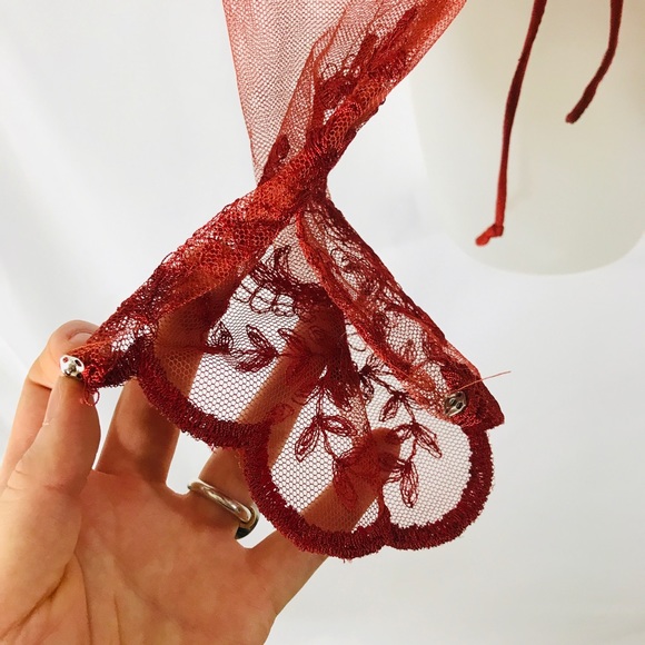 Vintage Burnt Orange Sheer Embroidered Tie Top - Picture 9 of 9